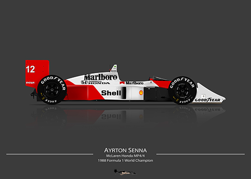 Ayrton Senna – McLaren MP4/4 Art Print Dark Background – Scuderia GP