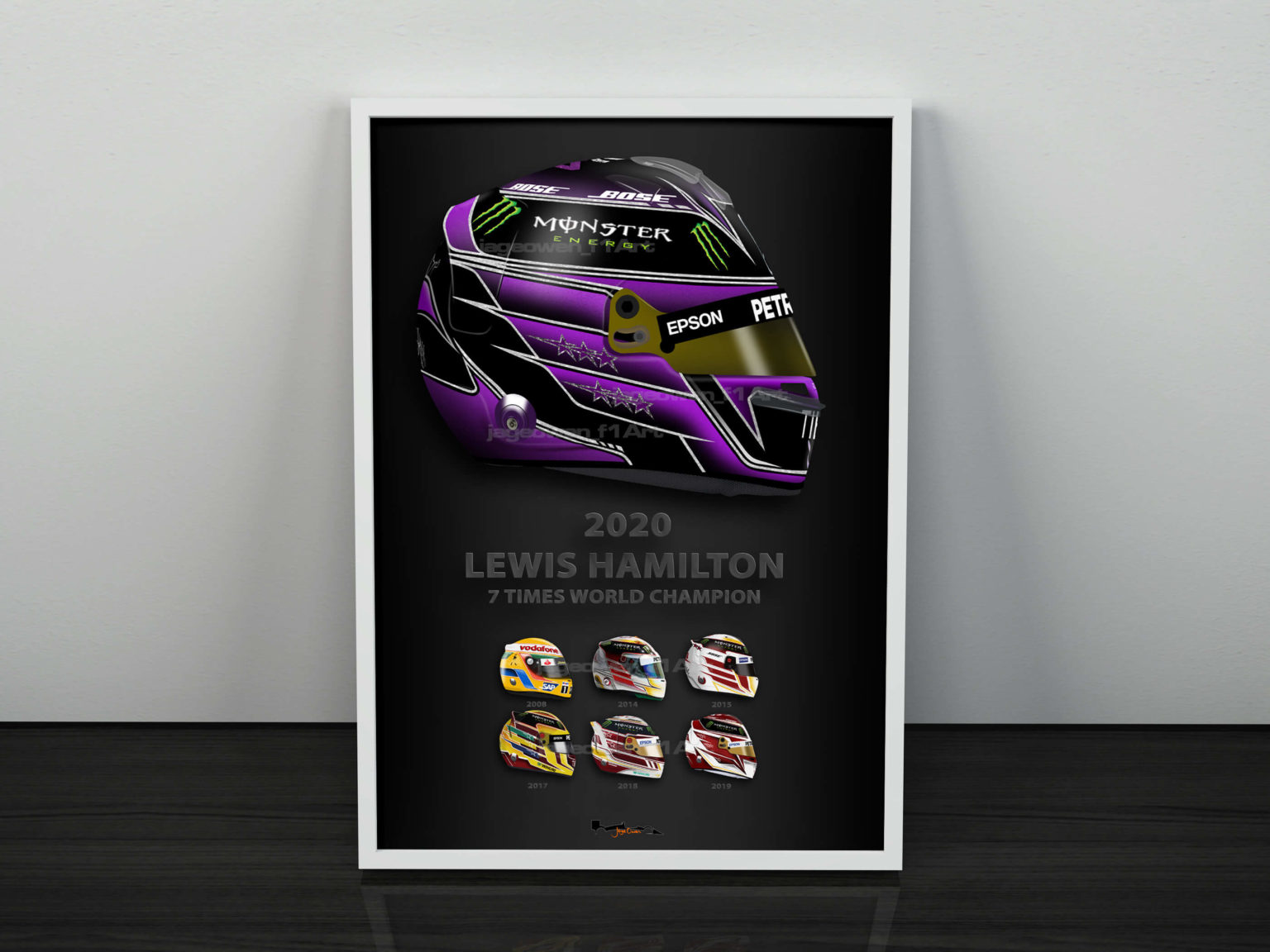 Lewis Hamilton – 7 Times World Champion Black Background – Scuderia GP