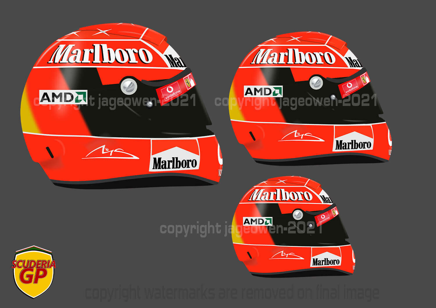 Michael Schumacher 2004 F1 Ferrari Helmet Print Scuderia GP 